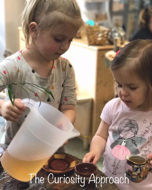 Children playing tea making